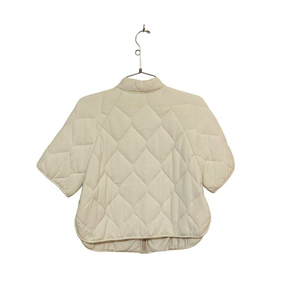 MaxMara Leisure White Ivory Quilted Padded Short Sleeve Bolero - Picture 7 of 8